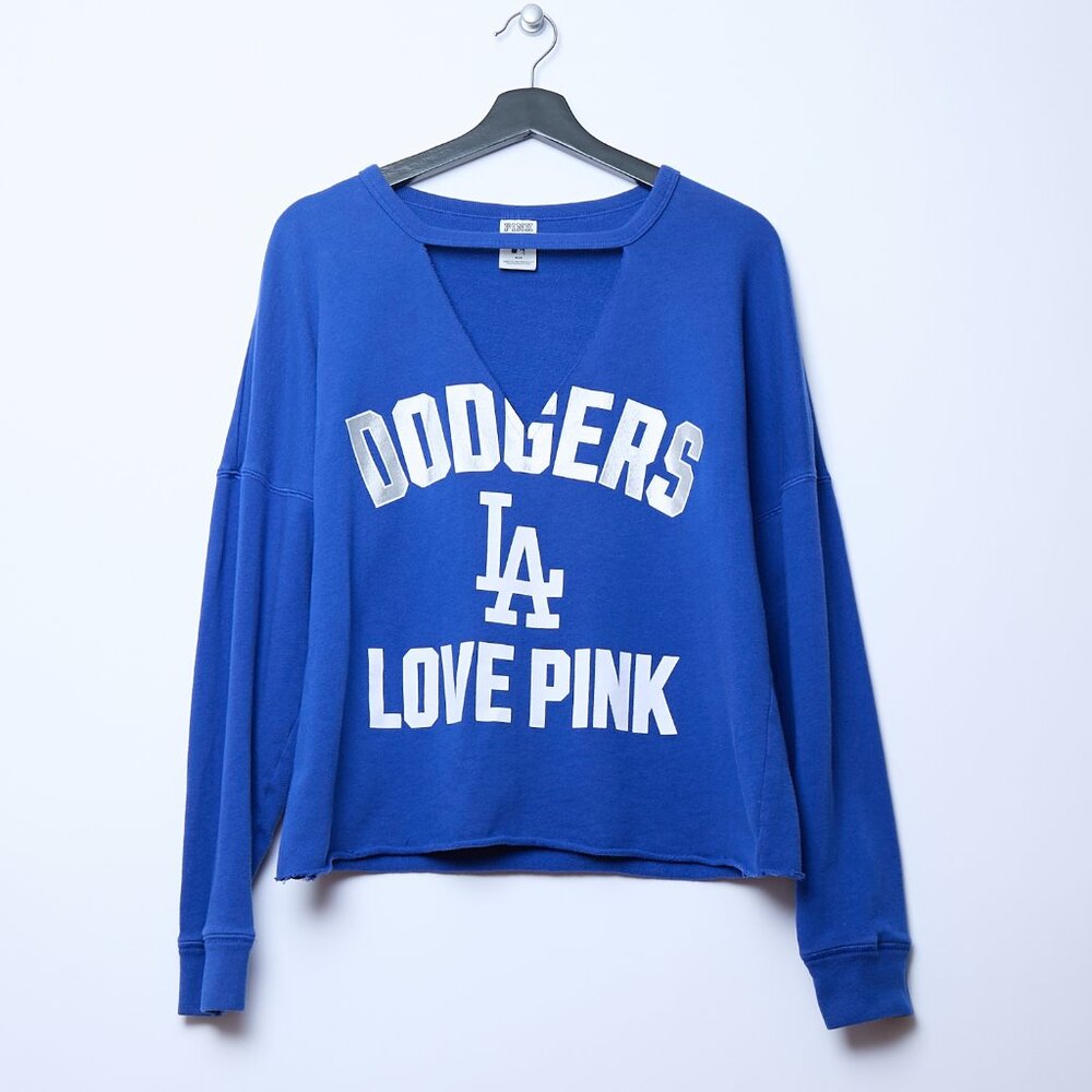 Rare PINK Victoria's Secret LA Dodgers keyhole pullover sweater blue medium